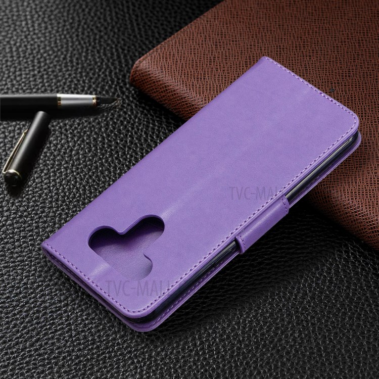 Imprint Butterflies Wallet Stand Flip Leather Phone Shell for LG K51 - Purple-8