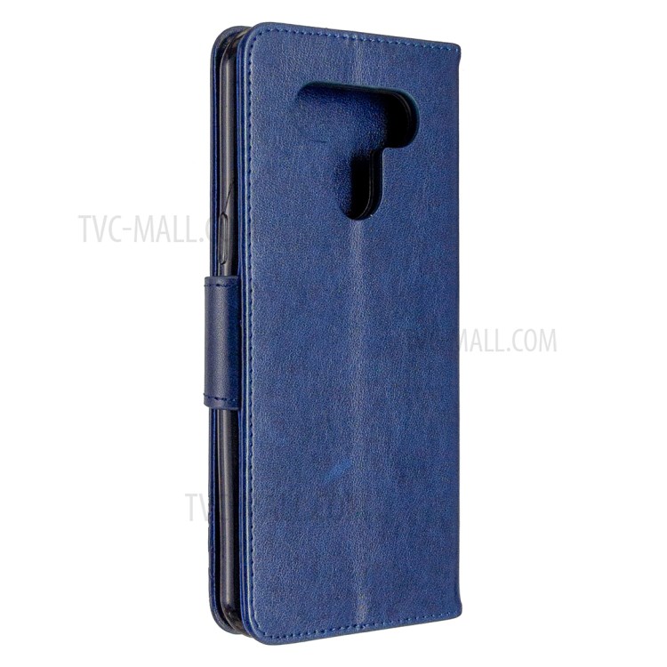 Imprint Butterflies Wallet Stand Flip Leather Phone Shell for LG K51 - Dark Blue-3