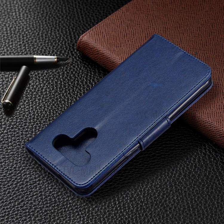 Imprint Butterflies Wallet Stand Flip Leather Phone Shell for LG K51 - Dark Blue-8