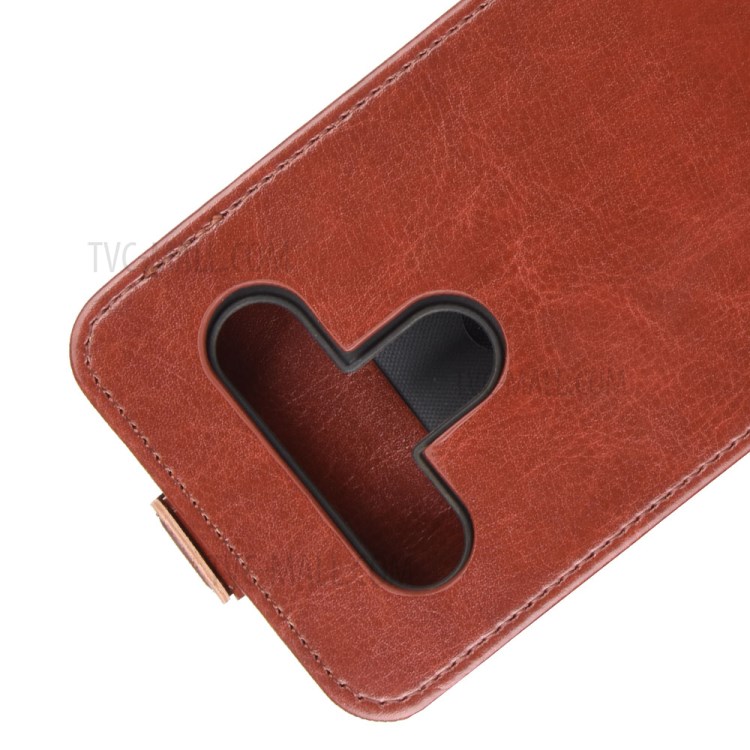 Crazy Horse Skin Stylish Vertical Leather Case for LG K61 - Brown-2