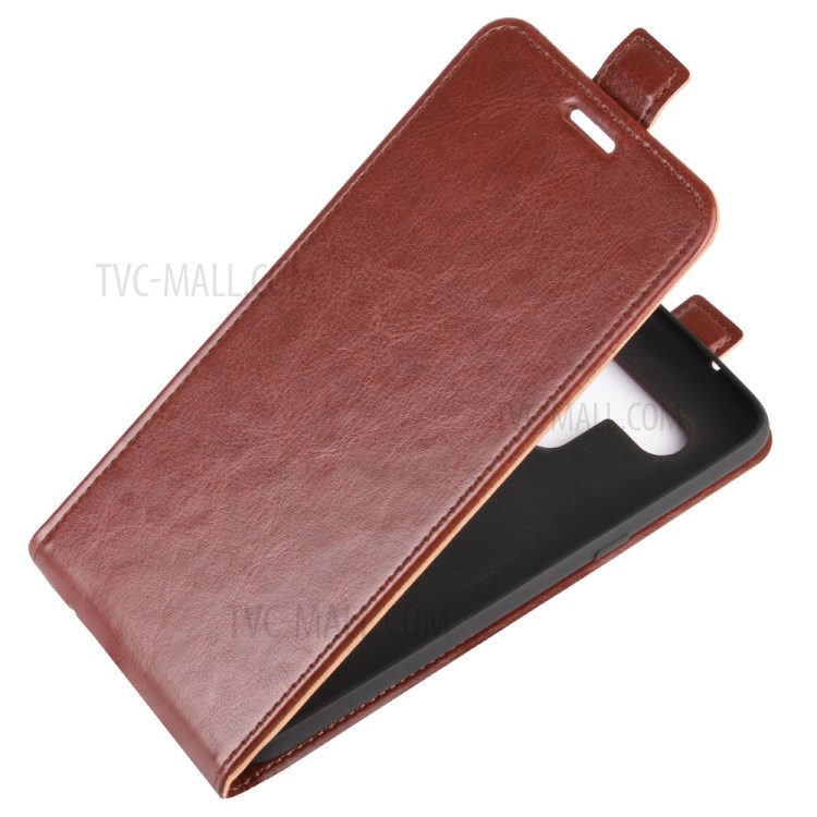 Crazy Horse Skin Stylish Vertical Leather Case for LG K61 - Brown-3