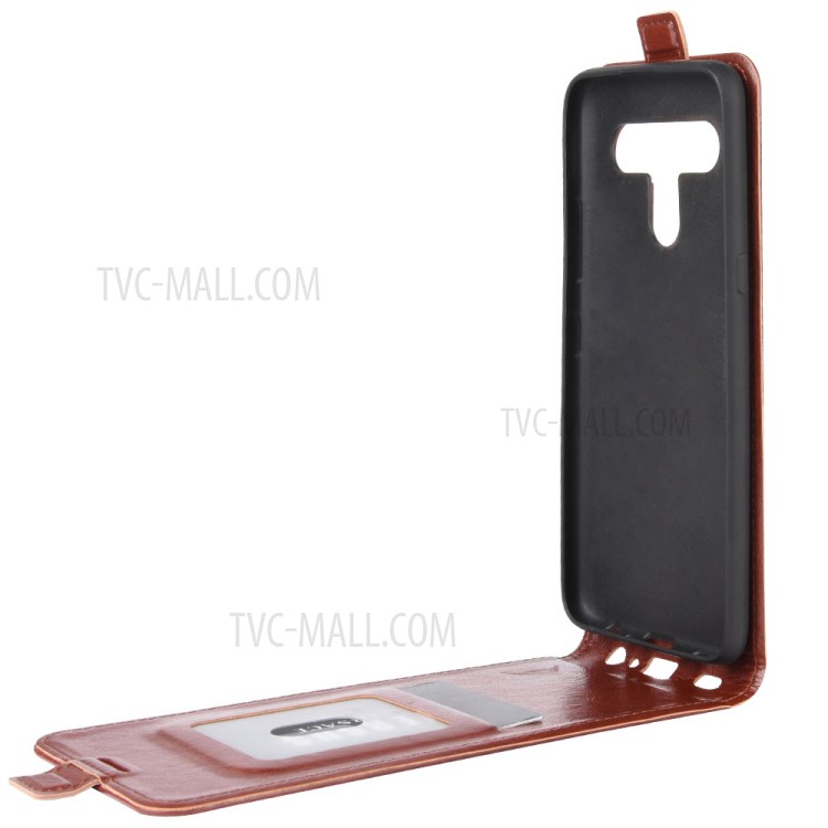 Crazy Horse Skin Stylish Vertical Leather Case for LG K61 - Brown-5
