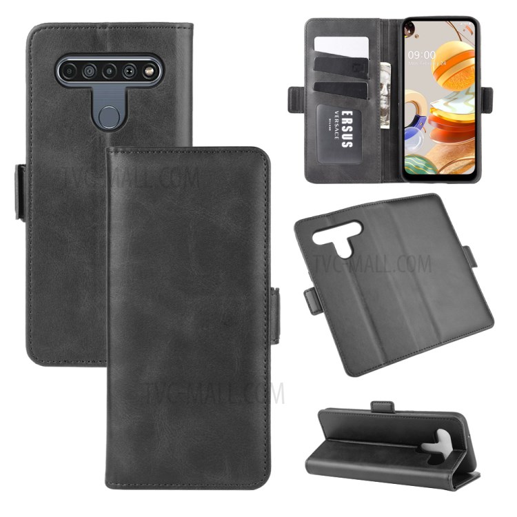 Magnet Adsorption Leather Cover for LG K61 - Black-1