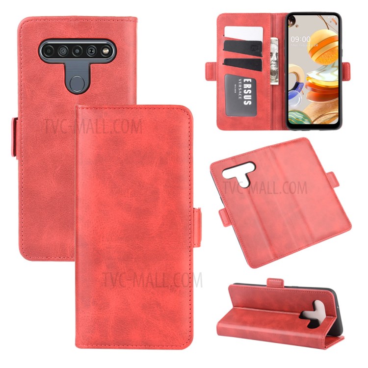 Magnet Adsorption Leather Cover for LG K61 - Red-1