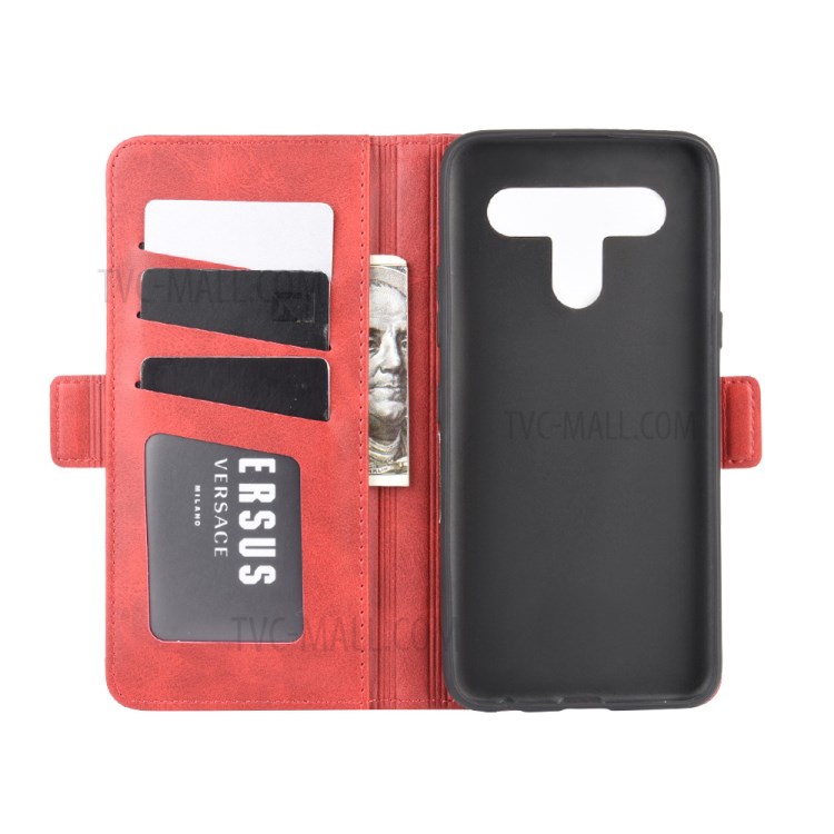 Magnet Adsorption Leather Cover for LG K61 - Red-4