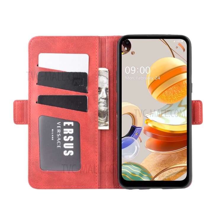 Magnet Adsorption Leather Cover for LG K61 - Red-5