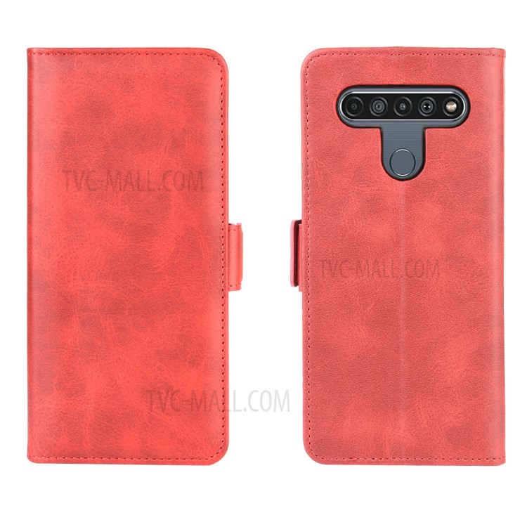 Magnet Adsorption Leather Cover for LG K61 - Red-7