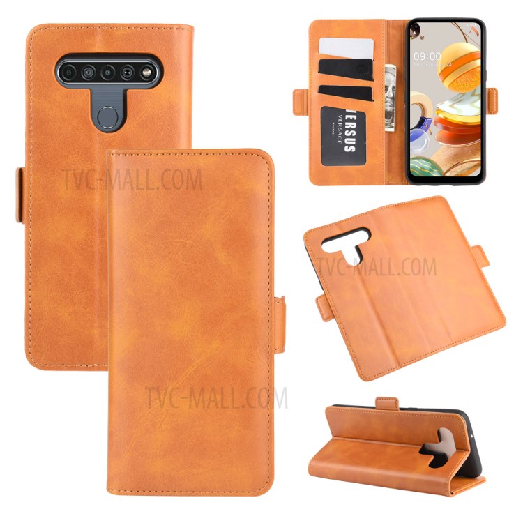 Magnet Adsorption Leather Cover for LG K61 - Brown-1