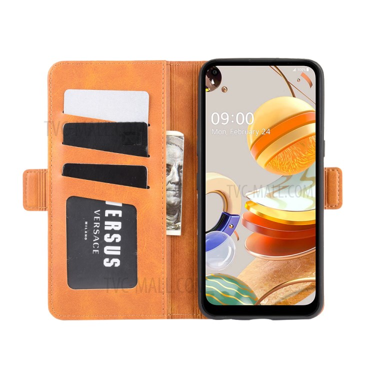 Magnet Adsorption Leather Cover for LG K61 - Brown-5