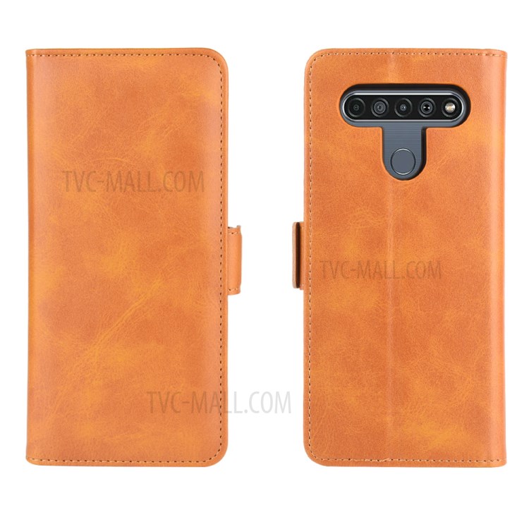 Magnet Adsorption Leather Cover for LG K61 - Brown-7