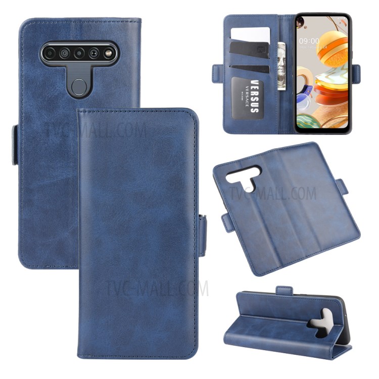 Magnet Adsorption Leather Cover for LG K61 - Blue-1
