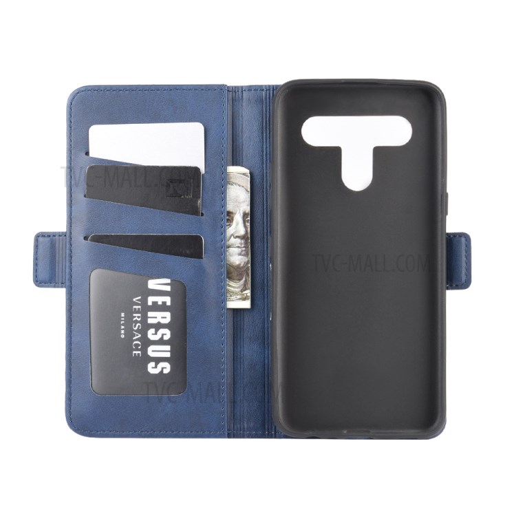 Magnet Adsorption Leather Cover for LG K61 - Blue-4