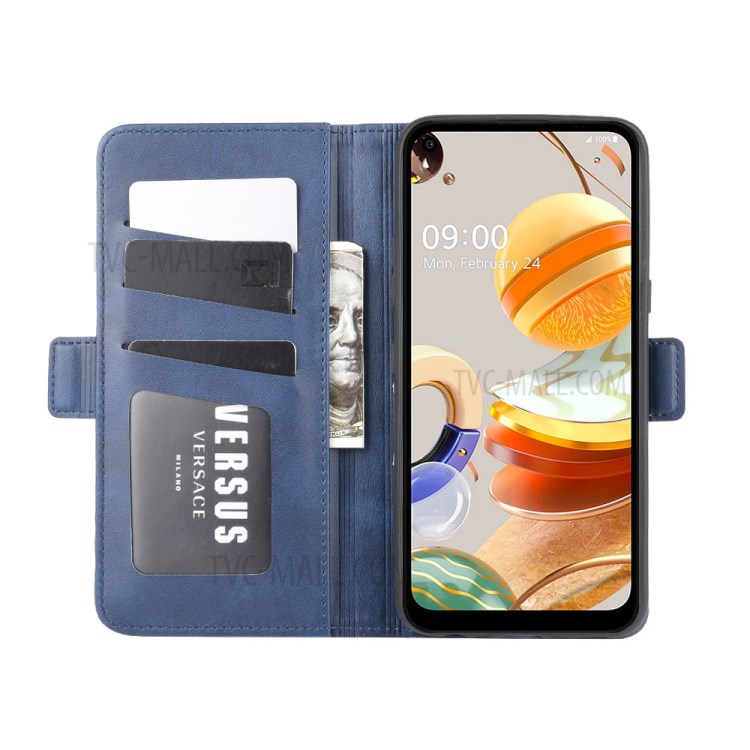 Magnet Adsorption Leather Cover for LG K61 - Blue-5