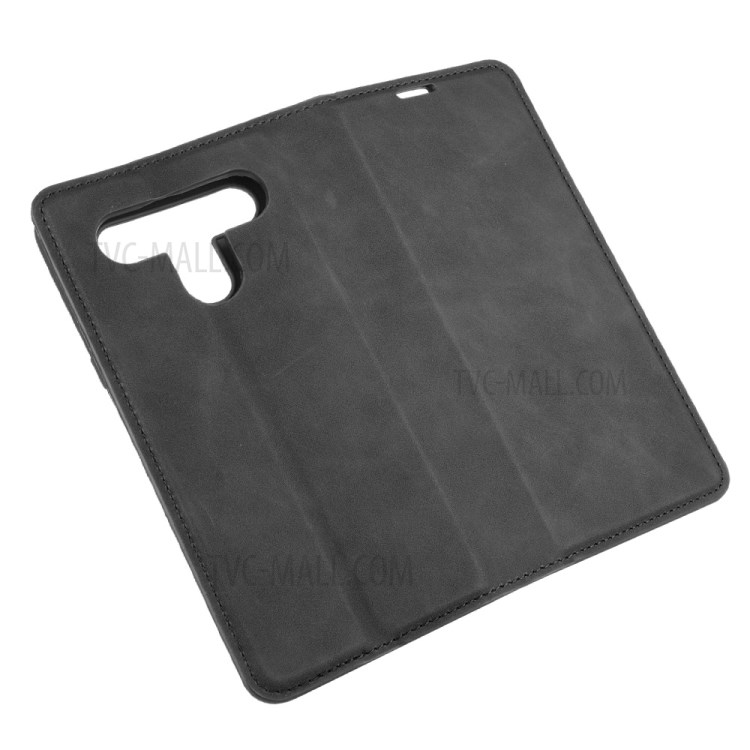 Silky Touch Skin Leather with Wallet Shell Phone Case for LG K61 - Black-6