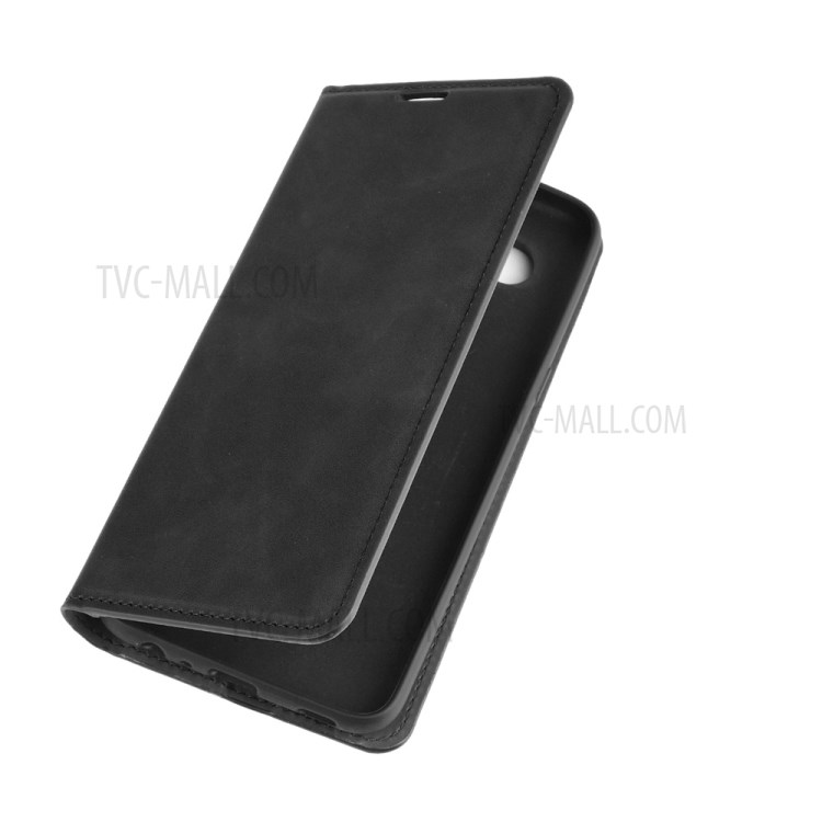 Silky Touch Skin Leather with Wallet Shell Phone Case for LG K61 - Black-7