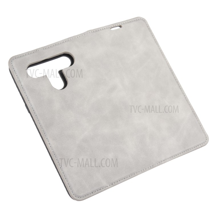 Silky Touch Skin Leather with Wallet Shell Phone Case for LG K61 - Grey-6