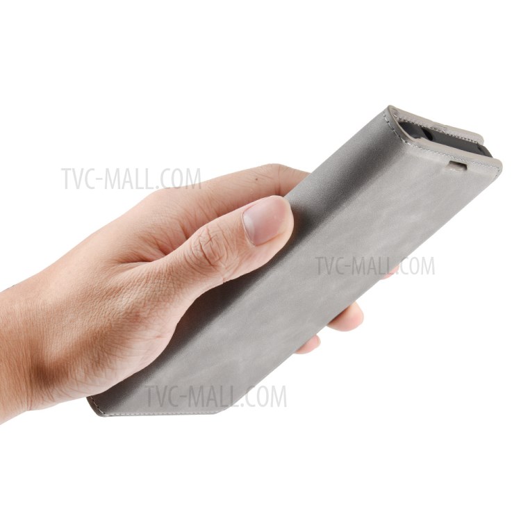 Silky Touch Skin Leather with Wallet Shell Phone Case for LG K61 - Grey-8