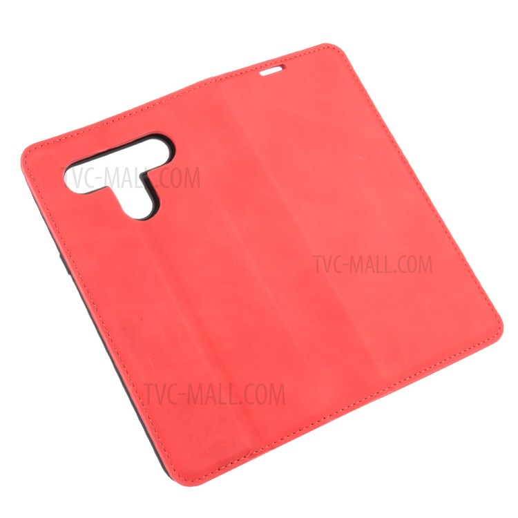 Silky Touch Skin Leather with Wallet Shell Phone Case for LG K61 - Red-6