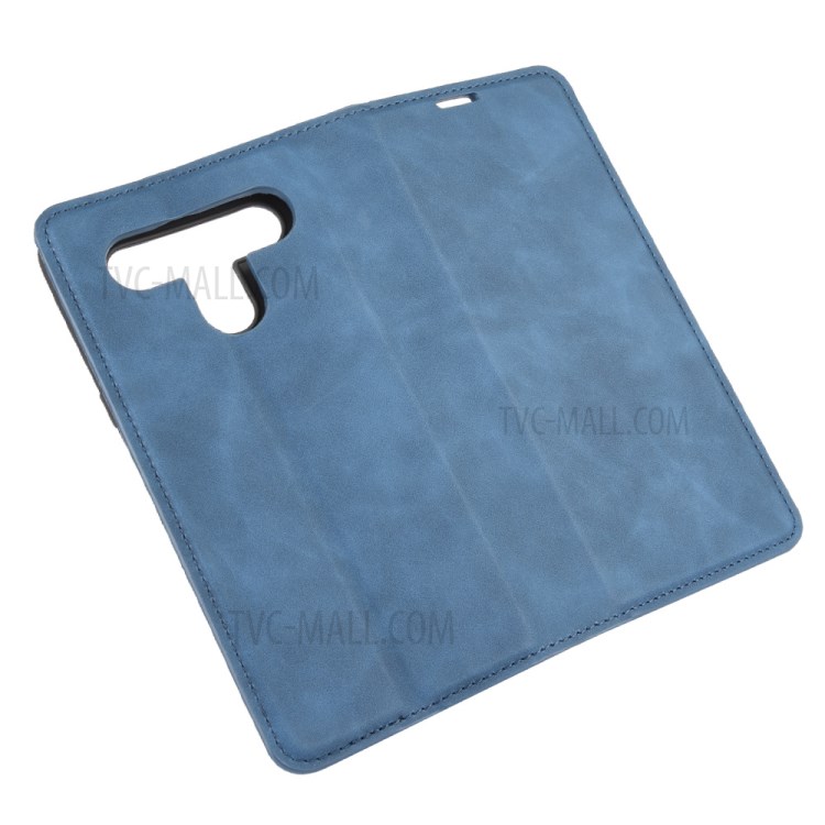 Silky Touch Skin Leather with Wallet Shell Phone Case for LG K61 - Blue-6