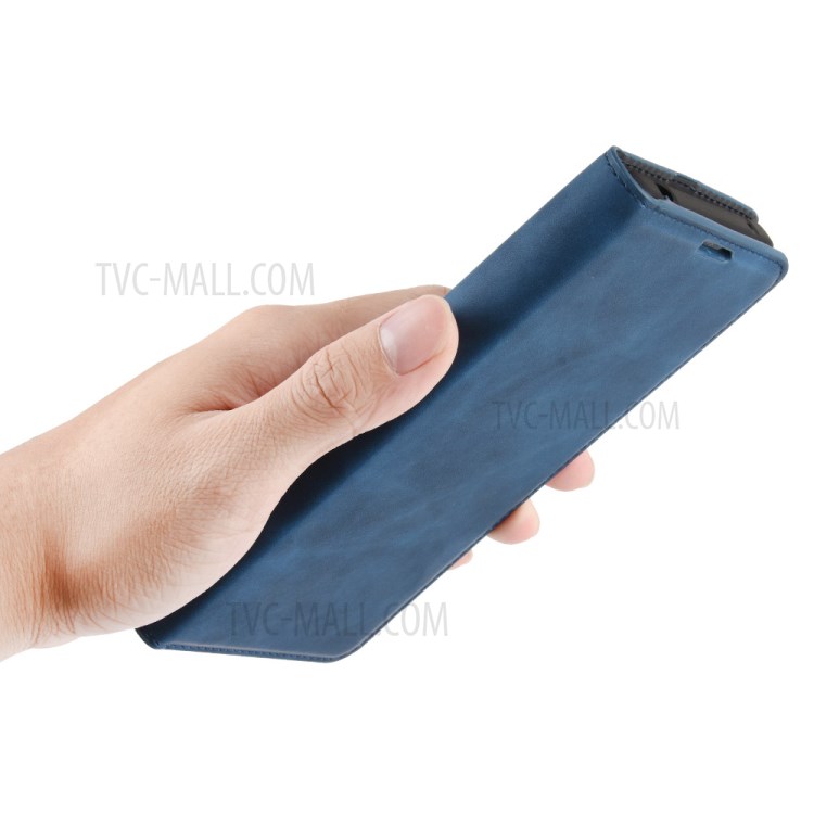 Silky Touch Skin Leather with Wallet Shell Phone Case for LG K61 - Blue-8