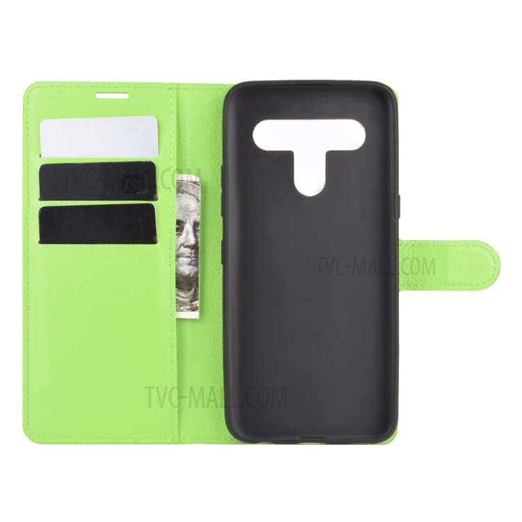 Litchi Skin Leather with Stand Unique Case for LG K61 - Green-3