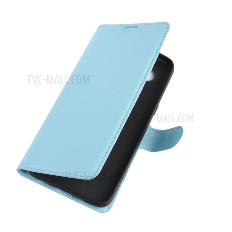 Litchi Skin Leather with Stand Unique Case for LG K61 - Blue-2