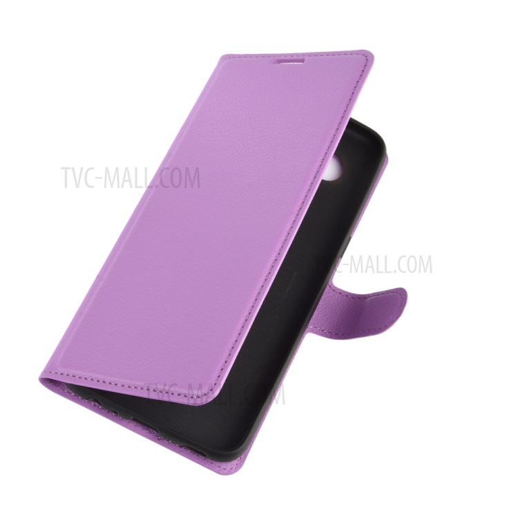Litchi Skin Leather with Stand Unique Case for LG K61 - Purple-2
