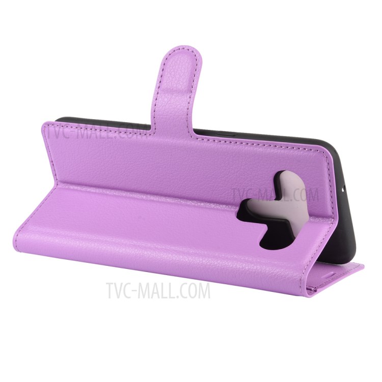 Litchi Skin Leather with Stand Unique Case for LG K61 - Purple-5