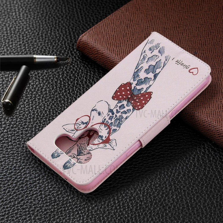 Pattern Printing Leather Wallet Case for LG K51 - Adorable Giraffe Wearing Glasses-8