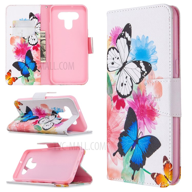 Pattern Printing Leather Wallet Case for LG K51 - Vivid Butterflies-1