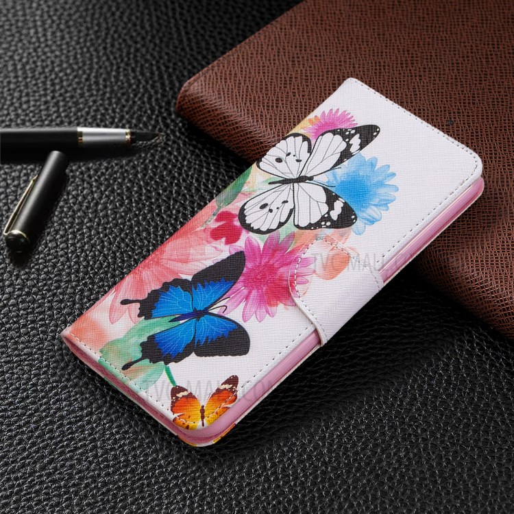 Pattern Printing Leather Wallet Case for LG K51 - Vivid Butterflies-7