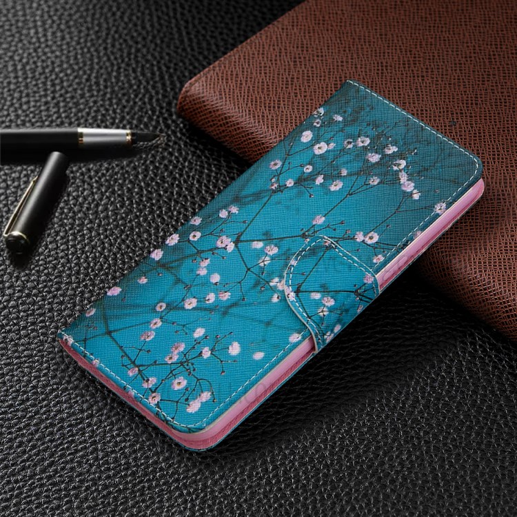 Pattern Printing Leather Wallet Case for LG K51 - Tree with Flowers-7