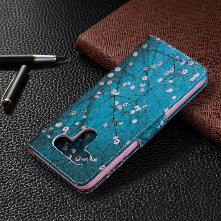 Pattern Printing Leather Wallet Case for LG K51 - Tree with Flowers-8