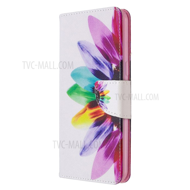 Pattern Printing Leather Wallet Case for LG K51 - Colorful Petals-2