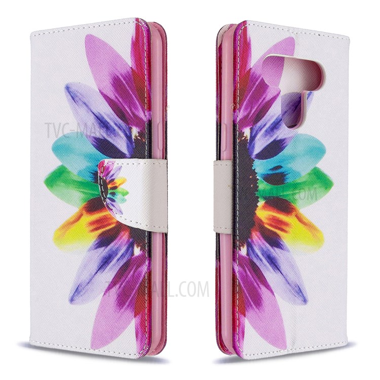 Pattern Printing Leather Wallet Case for LG K51 - Colorful Petals-4