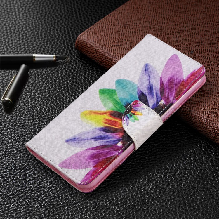 Pattern Printing Leather Wallet Case for LG K51 - Colorful Petals-7