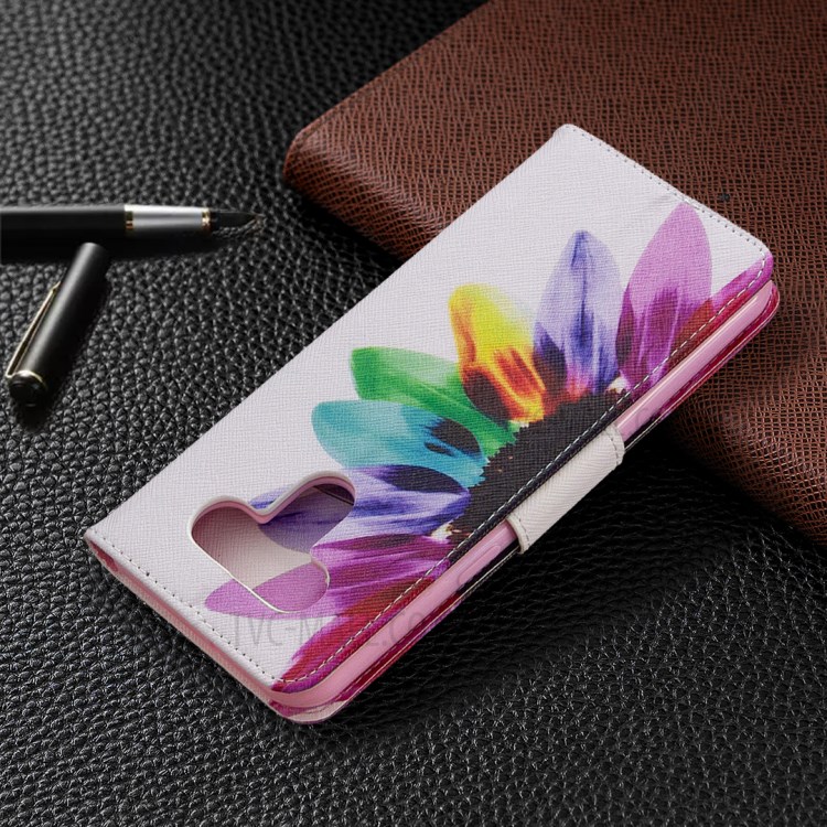 Pattern Printing Leather Wallet Case for LG K51 - Colorful Petals-8