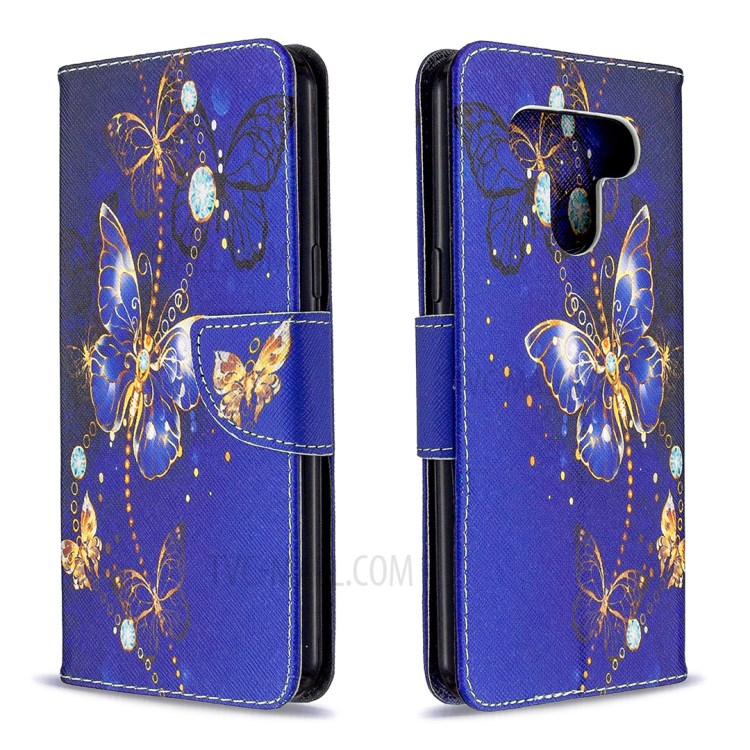 Caso Del Soporte Del Cuero De La Impresión Del Patrón Con Ranuras Para Tarjetas De LG K51 - Modelo De Mariposas-4