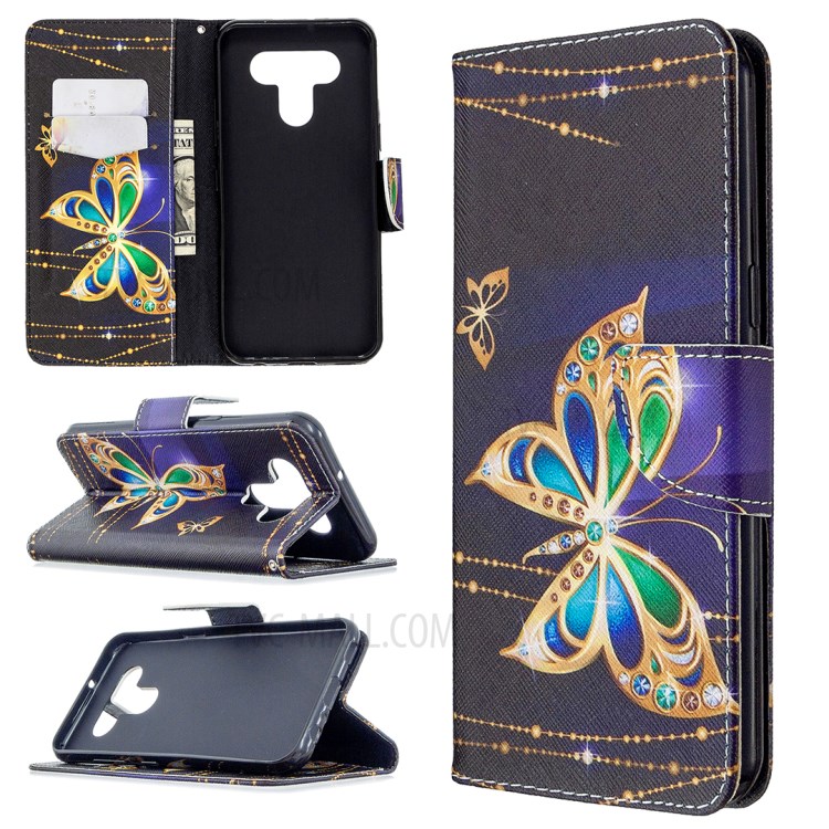 Pattern Printing Leather Stand Case with Card Slots for LG K51 - Vivid Butterfly-1