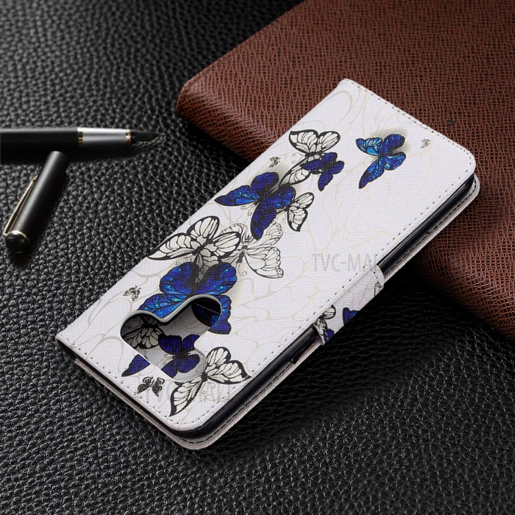 Pattern Printing Leather Stand Case with Card Slots for LG K51 - Blue Butterflies-8