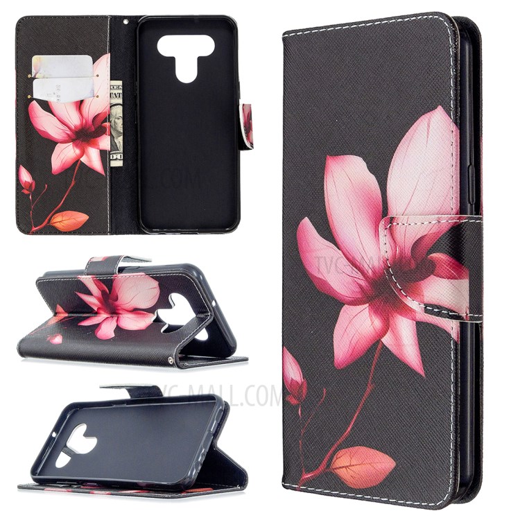 Pattern Printing Leather Stand Case with Card Slots for LG K51 - Vivid Flower-1