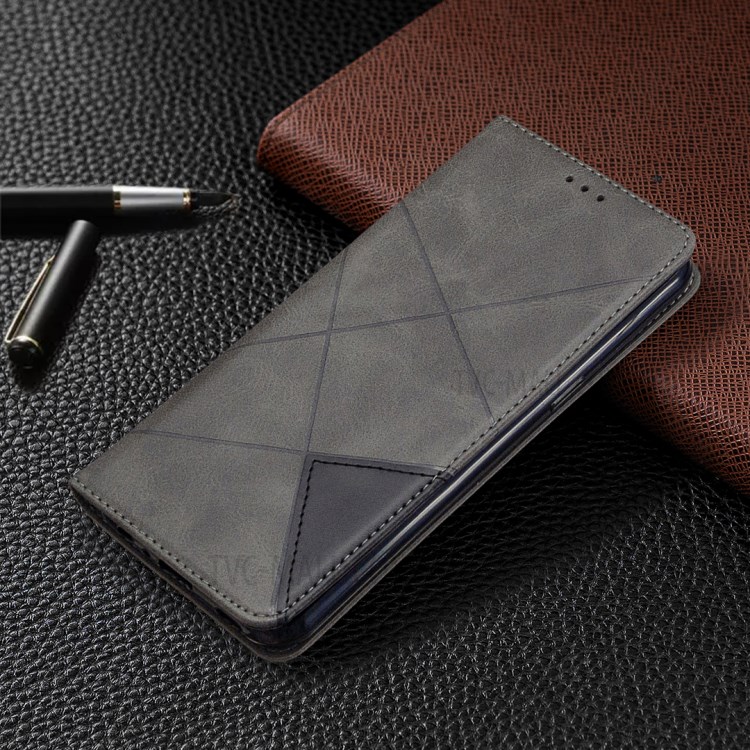 Геометрический Рисунок Оболочки Кожаный Чехол Для LG K51 - Серый-8