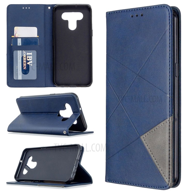 Geometric Pattern Shell Leather Case for LG K51 - Blue-1