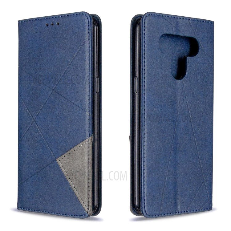 Geometric Pattern Shell Leather Case for LG K51 - Blue-4