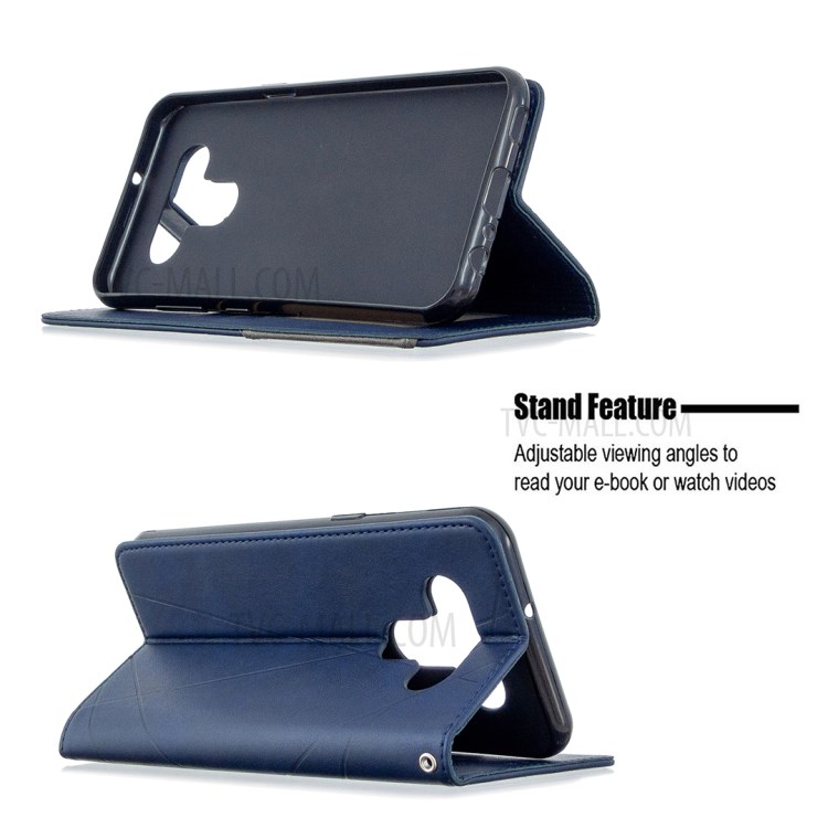 Geometric Pattern Shell Leather Case for LG K51 - Blue-5