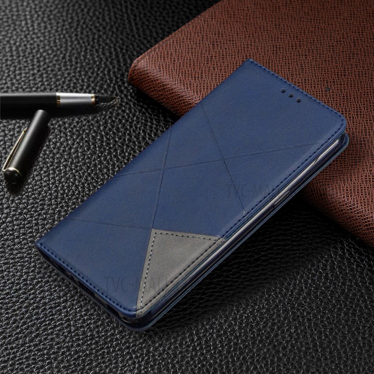 Geometric Pattern Shell Leather Case for LG K51 - Blue-8