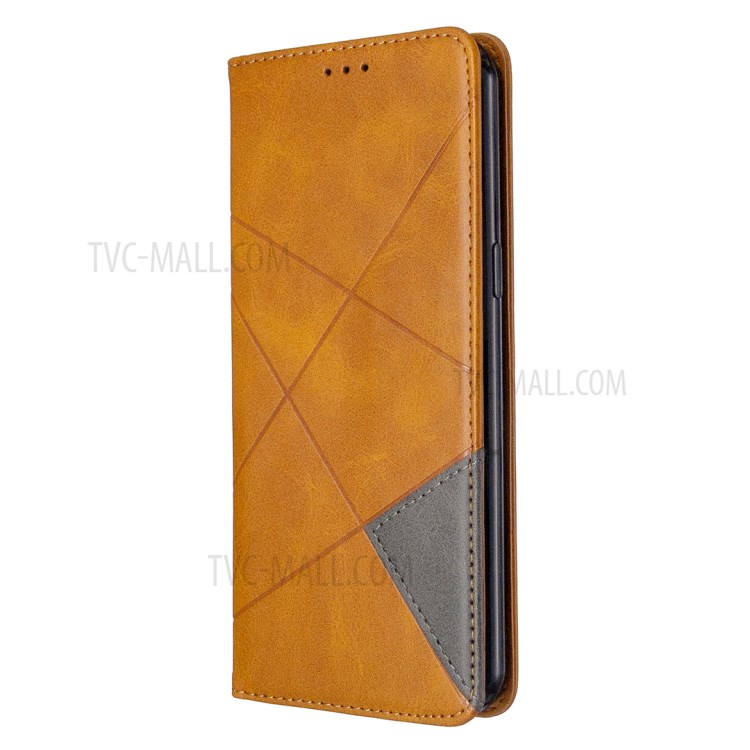 Geometric Pattern Shell Leather Case for LG K51 - Brown-2