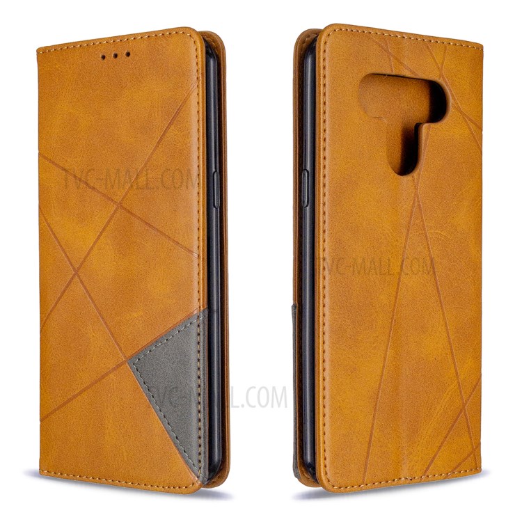 Geometric Pattern Shell Leather Case for LG K51 - Brown-4