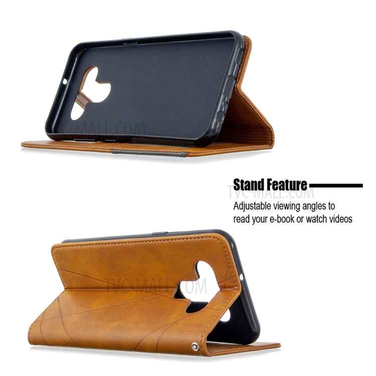 Geometric Pattern Shell Leather Case for LG K51 - Brown-5