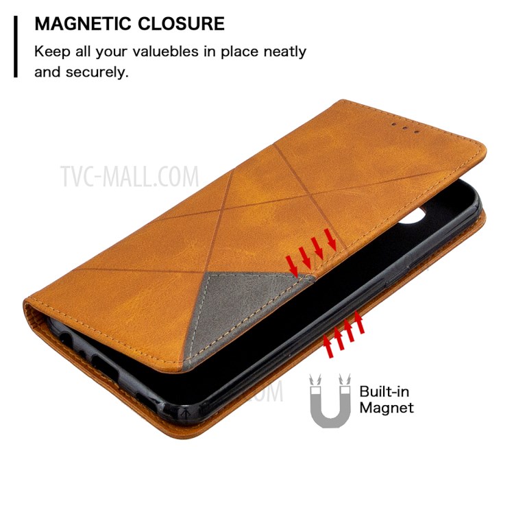 Geometric Pattern Shell Leather Case for LG K51 - Brown-6